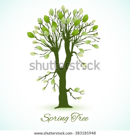 Sketch Hand Drawn Tree. Seasonal Background. Stock Vector Illustration