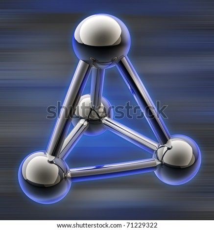 Simple Steel Molecular Structure On Blue Background 3d Stock Photo ...