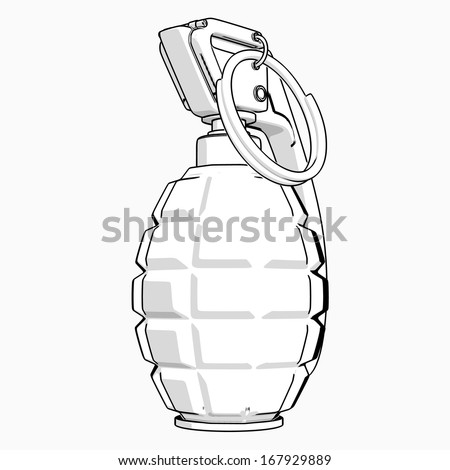 Grenade Black And White Drawing. Illustration Outline - 167929889 ...