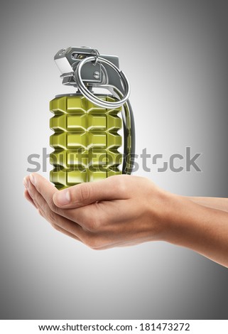 Man hand holding object ( Grenade )  High resolution