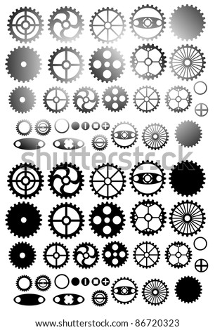 set of gear wheels vector isolated on white background