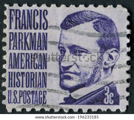 United States of America-Circa 1967: A stamp honoring American historian and writer Francis Parkman.