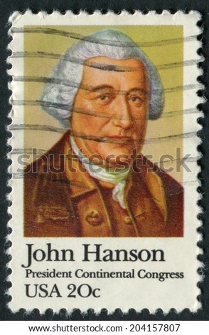 United States of America-Circa 1981: a stamp issued to honor John Hanson, President of the Continental Congress.