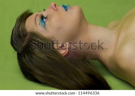 Female portrait with make up and eye lashes/ Young female portrait /Studio shot