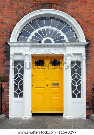 View of a yellow door in Dublin, Ireland