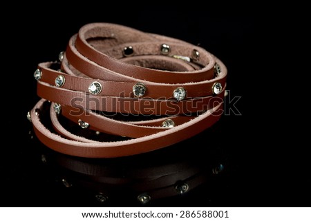 leather bracelet with crystals