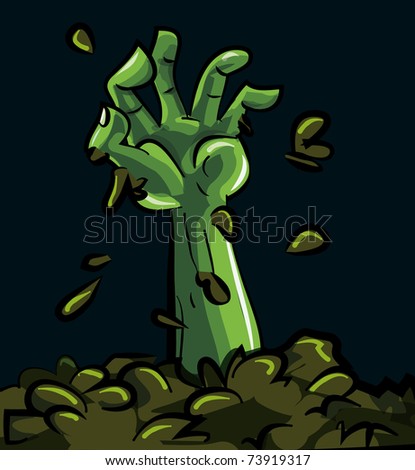Cartoon Of A Green Zombie Hand Coming Out Of The Earth Stock Vector ...