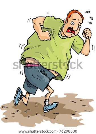 Cartoon Of Overweight Runner Trying To Lose Weight Stock Vector ...