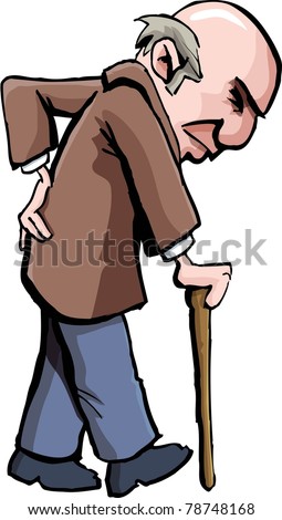 Cartoon Of Old Man With A Walking Stick. Isolated On White Stock Vector ...