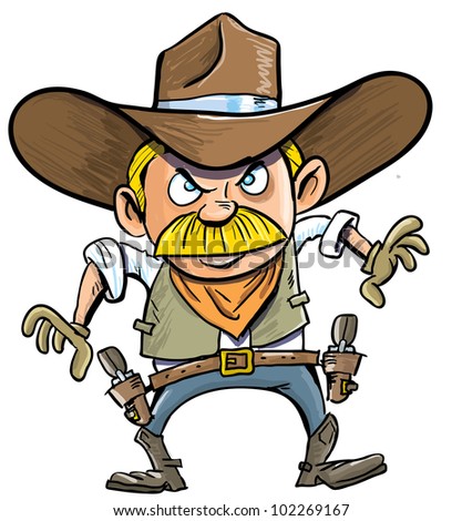 Cute Cartoon Cowboy With A Gun Belt. Isolated On White Stock Vector ...