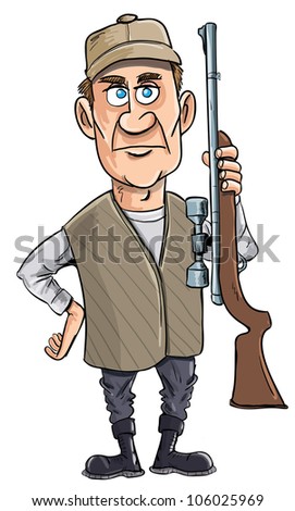 Cartoon Hunter Holding His Gun. Isolated Stock Vector 106025969 ...