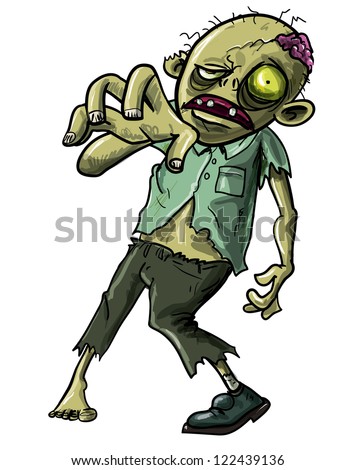 Cartoon Illustration Of An Undead Zombie Or Reanimated Corpse Making A ...