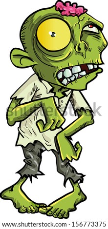 Cartoon Zombie With A Big Yellow Eye. Isolated On White Stock Vector ...