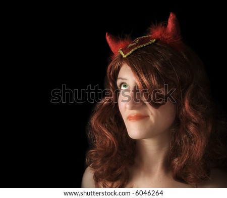 Girl wearing a devil look for party