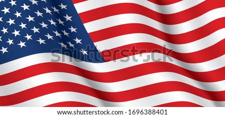 Vector flag of USA. United States of America waving flag background.