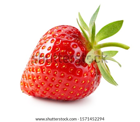 Similar – Image, Stock Photo Single strawberry on a spoon. Ripe strawberry on pink