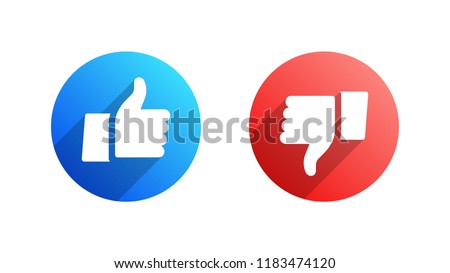 Facebook Like and Dislike Vector Modern Icons Isolated on White Background. Design Elements for Social Network, SMM, CEO, APP, UI, UX, Marketing, Business, Advertisement