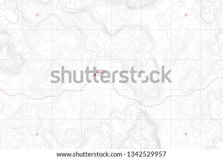 Lie Of The Ground Vector Topographic Detailed Map With Route And Coordinates Abstract Background