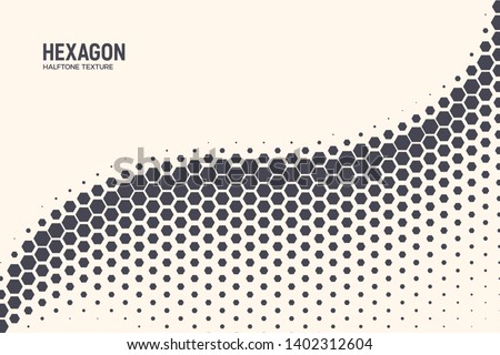 Hexagon Shapes Vector Abstract Geometric Technology Oscillation Wave Isolated on Light Background. Halftone Hex Retro Simple Pattern. Minimal 80s Style Dynamic Tech Wallpaper