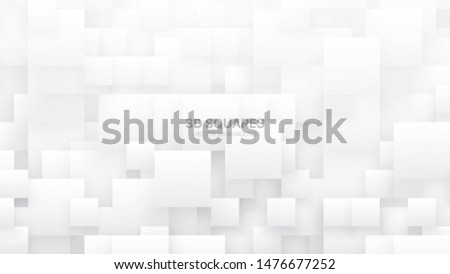 Conceptual 3D Vector Different Size Square Blocks Technologic White Abstract Background. Science Technology Tetragonal Structure Light Wallpaper. Tech Clear Blank Subtle Textured Backdrop