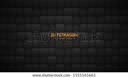3D Vector Tetragonal Blocks Dark Gray Abstract Background. Science Technology Squares Grid Structure Conceptual Black Wallpaper. Three Dimensional Blank Subtle Textured Black Friday Sale Backdrop