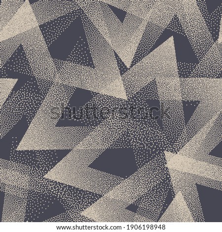 Stippled Texture Trendy Seamless Pattern Vector Retro Abstract Background. Handmade Tileable Geometric Dotted Grunge Repetitive Wallpaper. Bizarre Art Illustration