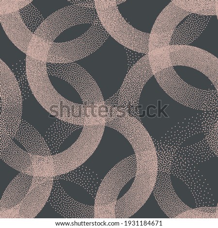Trendy Seamless Pattern Stippled Circles Texture Vector Retro Colors Abstract Background. Hand Drawn Tileable Geometric Dotted Grunge Repetitive Retro Wallpaper. Bizarre Art Illustration