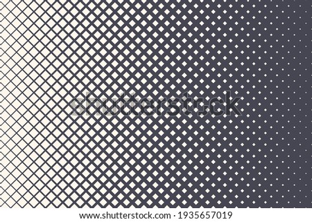 Rhombus Halftone Pattern Vector Geometric Technology Abstract Background. Half Tone Squares Retro Colored Texture. Minimal 80s Style Dynamic Tech Structure Wallpaper