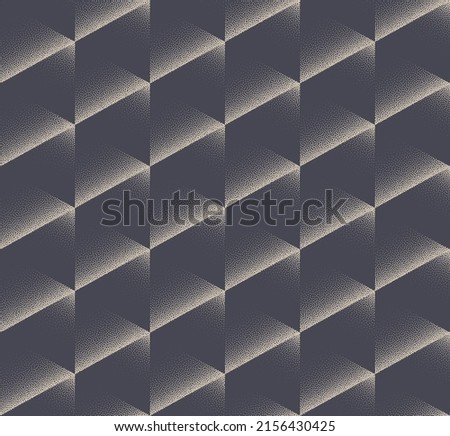 Futuristic Abstract Seamless Pattern Vector Geometric Conceptual Background. Tilt Cell Grid Volumetric Structure Repetitive Gray Wallpaper. Conceptual Innovative Technology Endless Art Abstraction