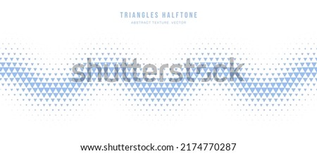 Triangles Halftone Pattern Modern Geometry Abstract Vector Waveform Seamless Blue Border Isolate On White Background. Halftone Art Graphical Minimalist Light Blue Wallpaper. Wavy Form Abstraction