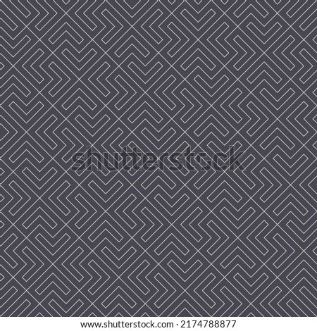 Geometric Unique Seamless Pattern Vector Aesthetic Ornament Abstract Background. Sophisticated Lattice Design Linear Texture Repetitive Pale Grey Wallpaper. Endless Structure Line Art Abstraction