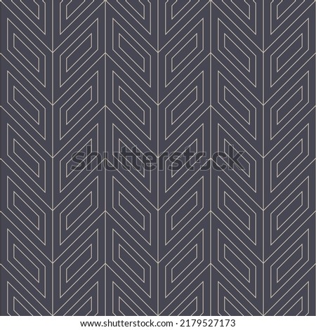Art Deco Chevron Outline Repetitive Pattern Vector Abstract Background. Geometric Thin Lines Parallelogram Structure Subtle Texture Seamless Pale Grey Wallpaper. Line Art Graphic Minimal Illustration
