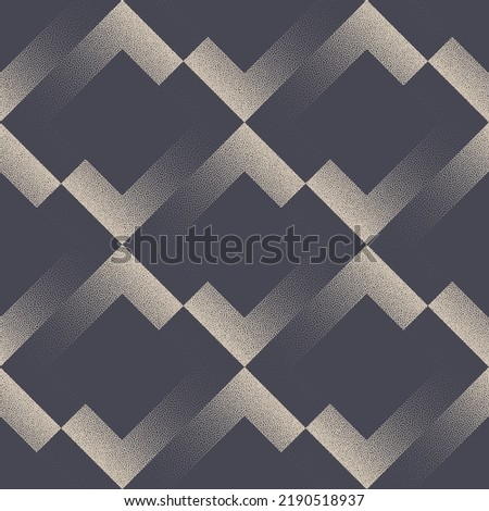 Exclusive Stipple Split Rhombus Seamless Pattern Vector Abstract Background. Shifted Squares Tilted Structure Fashionable Textile Design Repetitive Grey Wallpaper. Halftone Art Geometric Illustration