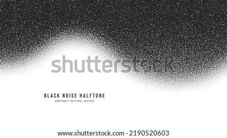 Black Noise Stipple Dots Halftone Pattern Vector Smooth Wave Border Isolated On White Background. Hand Drawn Dotwork Abstract Grainy Texture. Handdrawn Pointillism Art Bend Form Conceptual Abstraction Foto d'archivio © 