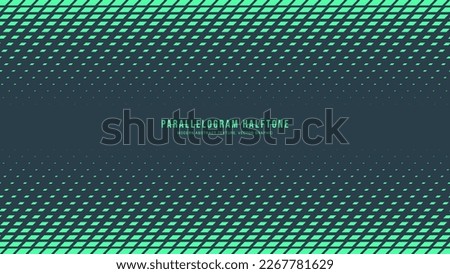 Parallelogram Halftone Vector Dynamic Border Eye Catching Abstract Background. Modern Half Tone Graphic Rush Pattern Conceptual Turquoise Overlay Texture. Speed Effect Abstraction Mint Green Wallpaper