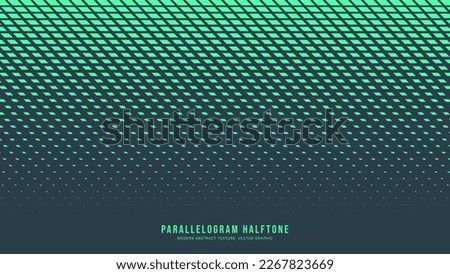 Parallelogram Halftone Vector Dynamic Velocity Eye Catching Abstract Background. Modern Half Tone Energetic Pattern Conceptual Turquoise Texture. Striking Speed Effect Abstraction Teal Green Wallpaper