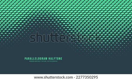 Parallelogram Halftone Vector Dynamic Smooth Curved Border Eye Catching Abstract Background. Modern Half Tone Striking Pattern Conceptual Turquoise Texture. Bent Form Abstraction Teal Green Wallpaper