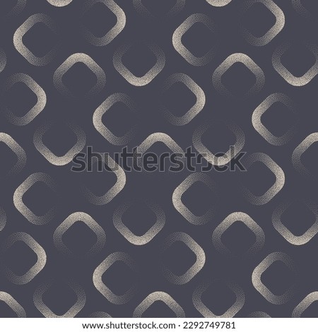 Cool Trendy Fashion Seamless Pattern Vector Sparse Abstract Background. Rounded Rhombus Grid Structure Fashionable Textile Print Repetitive Subtle Dotted Texture. Half Tone Art Continuous Abstraction