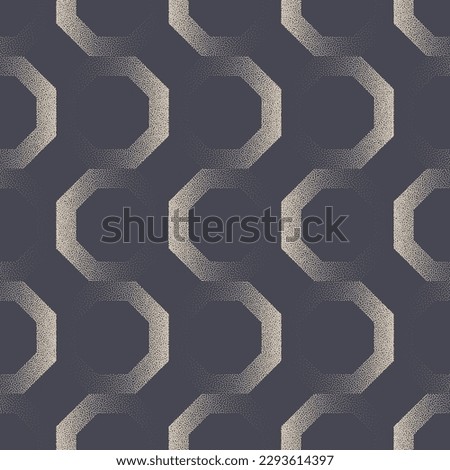 Old-Fashioned Stylish Geometric Seamless Pattern Vector Abstract Background. Octagons Grid Strict Ornament Repetitive Geometry Subtle Texture. Half Tone Art Illustration Stylish Continuous Abstraction