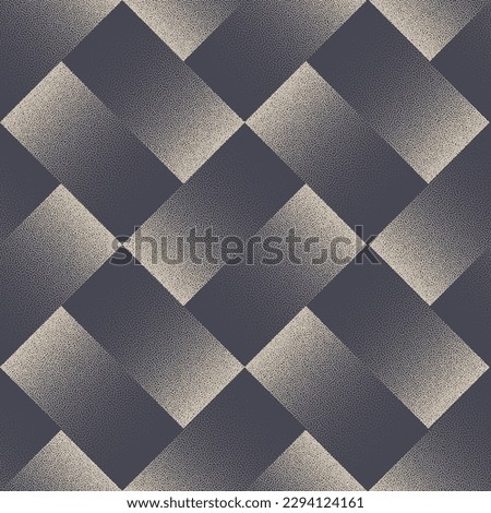 Mosaic Geometric Seamless Pattern Vector Half Tone Gradient Abstract Background. Tile Structure Repetitive Abstraction Dotted Texture Beige Wallpaper. Split Rhombus Grid Endless Illustration