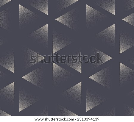 Sparse Triangles Seamless Pattern Trend Vector Dotted Stylish Abstract Background. Fashionable Textile Design Repetitive Geometric Pale Grey Abstraction. Halftone Loopable Classy Art Illustration