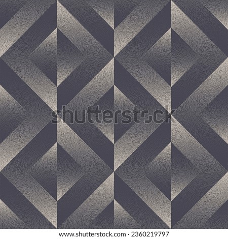 Split Angled Squares Grid Vintage Seamless Pattern Vector Dotwork Abstraction. Retro Styled Graphic Design Geometric Luxury Abstract Background. Repetitive Classy Wallpaper. Half Tone Art Illustration
