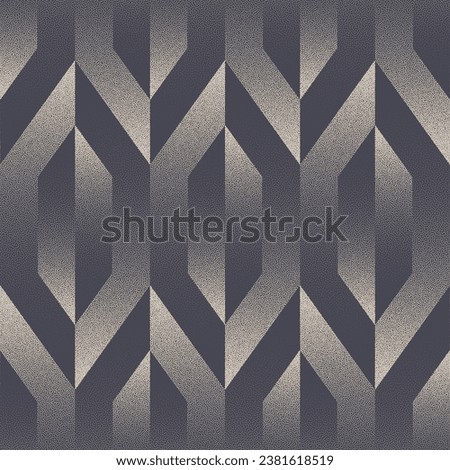 Royalty Geometric Seamless Pattern Vector Dotwork Trendy Abstract Background. Luxury Fancy Motif Endless Abstraction Fashionable Textile Print. Repetitive Geometry Wallpaper. Halftone Art Illustration