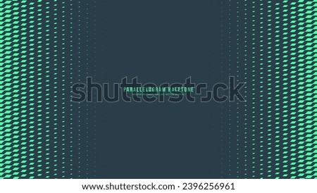 Parallelogram Halftone Vector Dynamic Vertical Border Eye Catching Abstract Background. Modernism Half Tone Graphic Rush Pattern Conceptual Turquoise Overlay Texture. Mint Abstraction Green Wallpaper