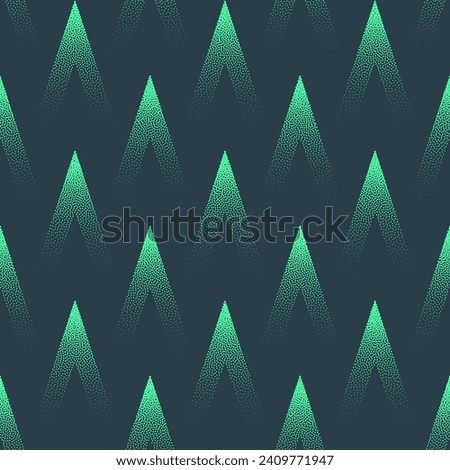 Abstract Fir Vector Geometric Seamless Pattern Trend Turquoise Abstract Background. Half Tone Art Illustration for Textile Print. Endless Graphical Modern Classy Abstraction Wallpaper Dot Work Texture