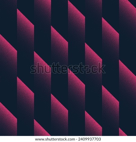 Vector Modern Geometric Layered Seamless Pattern Trendy Purple Abstract Background. Half Tone Art Illustration for Textile. Endless Graphical Contemporary Classy Abstraction Wallpaper Dot Work Texture