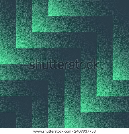 Angled Layered Structure Vector Seamless Pattern Trend Turquoise Abstract Background. Half Tone Art Illustration for Fashionable Textile Print. Endless Graphical Abstraction Wallpaper Dot Work Texture