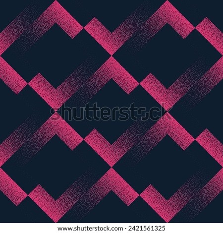 Shift Squares Seamless Pattern Trend Vector Pink Black Fashionable Abstract Background. Half Tone Art Illustration for Textile Print. Endless Graphic Repetitive Abstraction Wallpaper Dot Work Texture