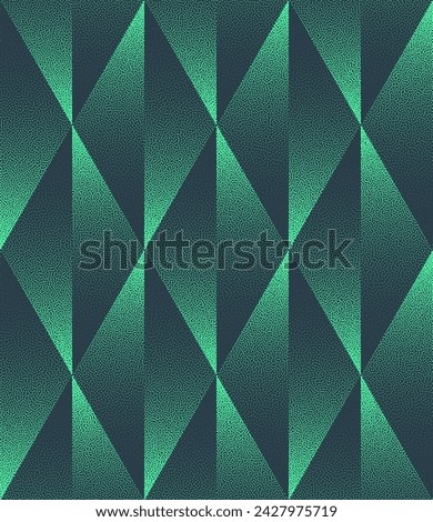 Split Rhombus Geometric Seamless Pattern Trend Vector Turquoise Abstract Background. Half Tone Art Illustration for Textile Print. Endless Graphic Repetitive Abstraction Wallpaper Dotwork Texture