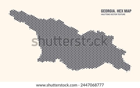 Georgia Map Vector Hexagonal Halftone Pattern Isolate On Light Background. Hex Texture in the Form of a Map of Georgia. Modern Technological Contour Map of Georgia for Design or Business Projects